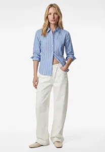 Полосатая поплиновая блузка на пуговицах Koton, Blue