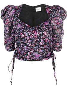 Marant Étoile блузка со сборками и абстрактным принтом, черный