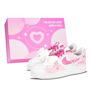 Nike Кроссовки Air Force 1 Pink Star Journey, износостойкие, низкие, для скейтбординга, унисекс, розовые