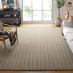 Ковер SAFAVIEH, 275 x 366 см, Natural Fiber Collection - Multi & Green, дизайн Border Stripe Sisal, простой уход, идеален для помещений с высокой проходимостью в гостиной, спальне (NF132A)