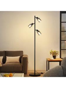 Напольная лампа с тремя плафонами E14, дымчато-серого цвета, высота 138 см, стеклянная