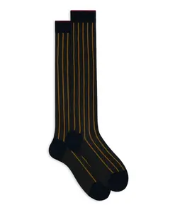 Длинные синие мужские носки из ребристого хлопка с промежутками между манжетами. Gallo, мультиколор