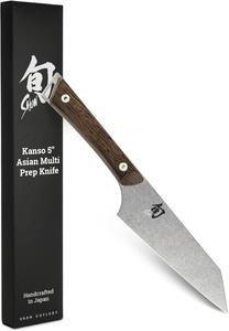 Shun Kanso Series, нож для разделки мяса, 5 дюймов, лезвие из нержавеющей стали, рукоять из дерева и нержавеющей стали