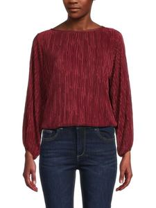 Плиссированный топ с пышными рукавами Renee C., цвет Wine