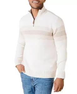 Мужской органический свитер с полумолнией Hope & Henry, белый