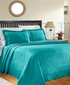 Комплект постельного белья из двух предметов с геометрическим узором, жаккардовой текстурой и стеганым рисунком, для односпальной кровати Superior, Peacock Blue