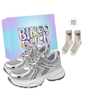 BINGO DUCK Женские белые кроссовки на платформе с амортизацией, противоскользящей подошвой, увеличенной высотой, легкие и дышащие, низкие, цвет White