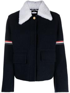 Thom Browne куртка с меховым воротником и полосками RWB, синий