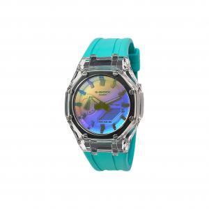 Кварцевые часы с фторэластомерным ремешком, мужские часы, разноцветный циферблат CASIO