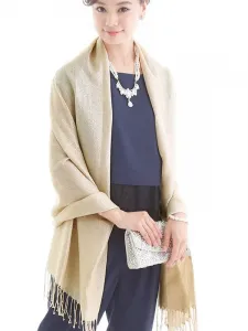 Блестящая шаль из парчи идеально подходит для свадеб, торжественных мероприятий и вечеринок Pourvous, цвет Beige