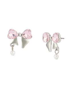 Серьги-Гвоздики с искусственным жемчугом в форме сердца и бантом Betsey Johnson, pink