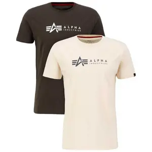 Футболка с коротким рукавом Alpha Industries Alpha Label, 2 шт, бежевый
