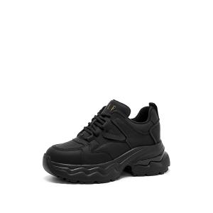 ELLE Высокие облегченные низкие массивные кроссовки женские черные (с флисовой подкладкой), цвет Black (Fleece-Lined)