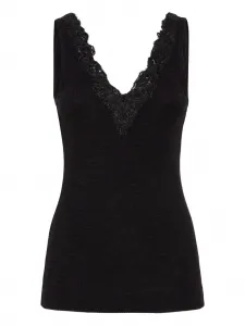 Кружевной топ в рубчик Brunello Cucinelli, черный