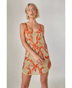 Женское мини-платье в стиле ретро с кружевом и закругленным подолом Nasty Gal, оранжевый