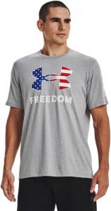Новая мужская футболка с логотипом Freedom от Under Armour, (037) Steel Light Heather/White