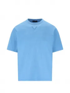 Футболка с треугольной нашивкой Prada, синий