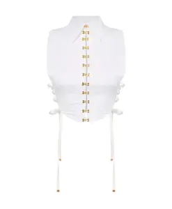 Рубашка с декоративными застежками и перекрестными деталями. Elisabetta Franchi, белый