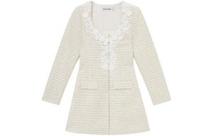 Self Portrait Длинное платье с длинными рукавами Женское Слоновая кость Белый