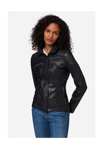 Женская кожаная куртка Sheela классического фасона с воротником стойкой RICANO, черный