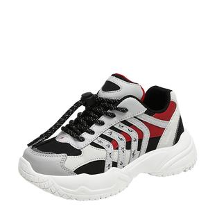 Нескользящие, амортизирующие, износостойкие, дышащие, низкие, детские, повседневные кроссовки для детей SUPEREDGE, серый/красный