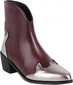 Женские ботильоны с заостренным носком и высокой щиколоткой, массивный каблук, модные, с контрастными цветами, боковая молния, квадратный каблук, слипон, тренд 2021, универсальные туфли на высоком каблуке Oiangi, Red