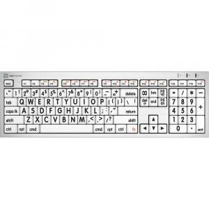 Клавиатура Logickeyboard ALBA для Mac Pro с американским английским шрифтом (черный на белом фоне)