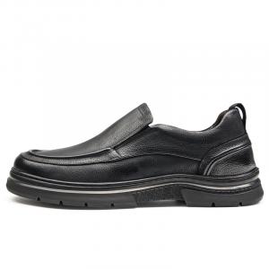 Настоящие кожаные повседневные туфли мужские черные GOG, черные с увеличением высоты на 6 см