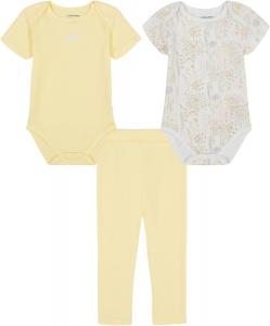 Комплект из двух боди и брюк Calvin Klein для девочек, Double Cream/White