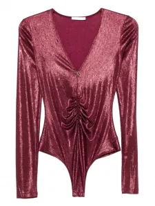 Боди с V-образным вырезом и длинными рукавами Patrizia Pepe, фиолетовый