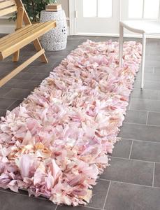 Ковер-дорожка SAFAVIEH, 69 x 336 см, Rio Shag Collection, Ivory & Pink, ручной работы, декоративный, идеально подходит для помещений с высокой проходимостью в гостиной, спальне (SG951P)