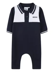 Ромпер с короткими рукавами и контрастной вставкой BOSS Kidswear, синий