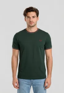 Простая футболка Fred Perry, Green Stakblack Oxblood