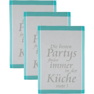 Кухонное полотенце Лучшие вечеринки всегда проходят на кухне, полотенце с надписью, 100% хлопок Ross, серый/бирюзовый