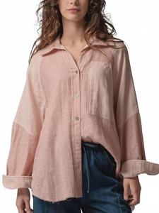 Топ с необработанным краем и застежкой на пуговицы, розовый Urban Daizy