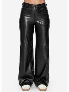 SASSYCLASSY Термобрюки прямого кроя из искусственной кожи черного цвета