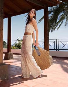 Брюки, связанный крючком, светло-коричневого цвета River Island