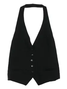 Топ с застежкой на пуговицы и воротником-халтер Alysi, черный