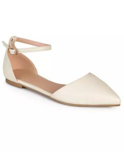 Женские туфли Reba Ankle Strap Pointed Toe Flats Journee Collection, коричневый/бежевый