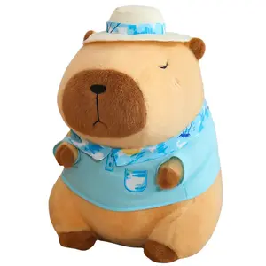 Летняя кукла капибара со сменными нарядами плюшевая игрушка 13см/25см/35см/45см высота Handsome, синий