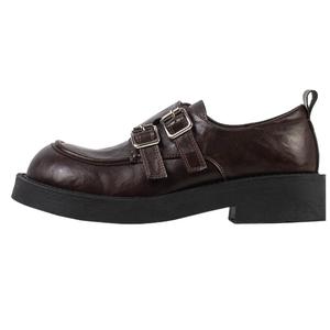 Пара прекрасных лоферов sea salt cube на каблуке 3,5 см MIAOLV, коричневый, Fleece-Lined