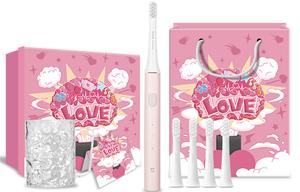 Электрическая зубная щетка t100 звуковая вибрация ipx7 waterproof умная зарядка импортные мягкие щетинки Xiaomi, розовый