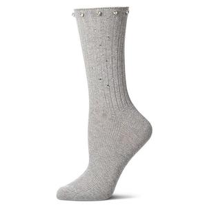 Женский ребристый носок с пайетками из хлопка Memoi, Med Gray Heather