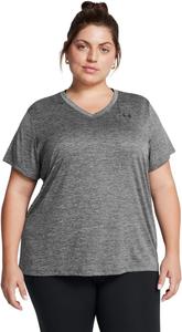 Under Armour Женская Футболка Tech Twist V-образным Вырезом с Коротким Рукавом, (025) Castlerock/Black