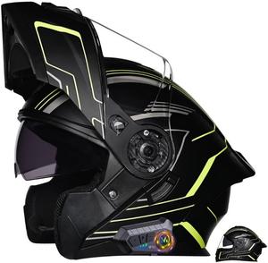 Шлем мотоциклетный ACLFFSHO Bluetooth женский, черный / желтый