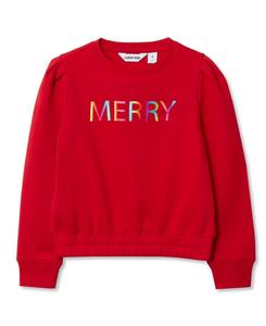 Детская толстовка с пышными плечами и круглым вырезом Lands' End, Apple red merry