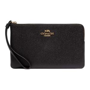 Кошелек-клатч Coach с угловой молнией из перфорированной кожи, женский, золотисто-черный