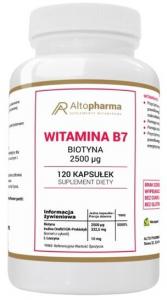 AltoPharma, Витамин B7, 2500 мкг, биотин (H), 120 капсул. Inna marka