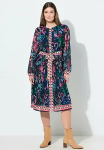 Плиссированное повседневное платье с цветочным фольклорным принтом Ulla Popken, Marine