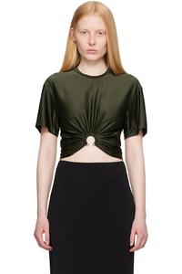 Кропированная джерси футболка Rabanne, хаки